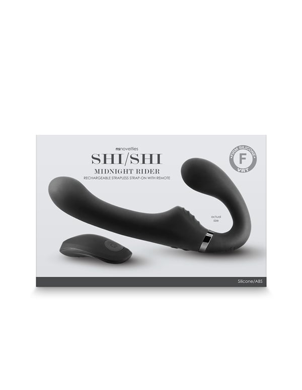 Shi Shi Midnight Rider Rechargeable Strapless Strap-On W/ Remote ALT1 view Color: BK