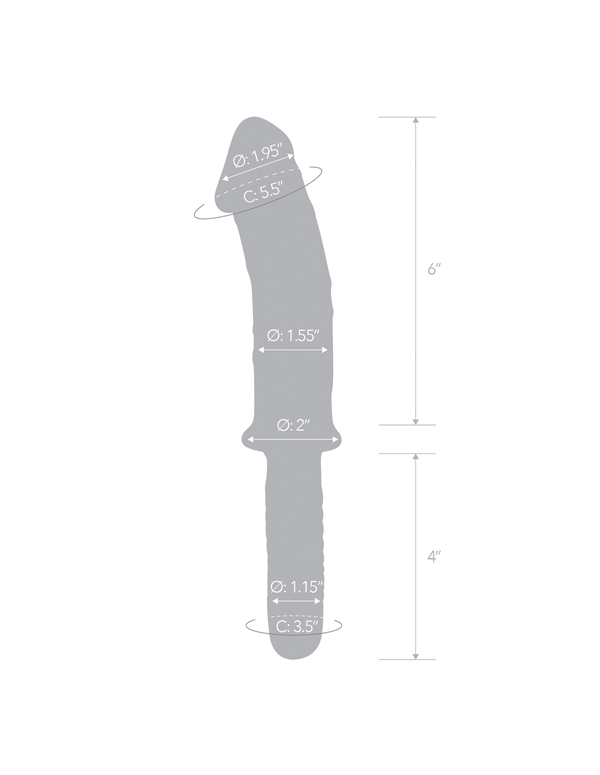 Glas 11 In Realistic Double Ended Glass Dildo W/ Handle ALT view Color: CRB