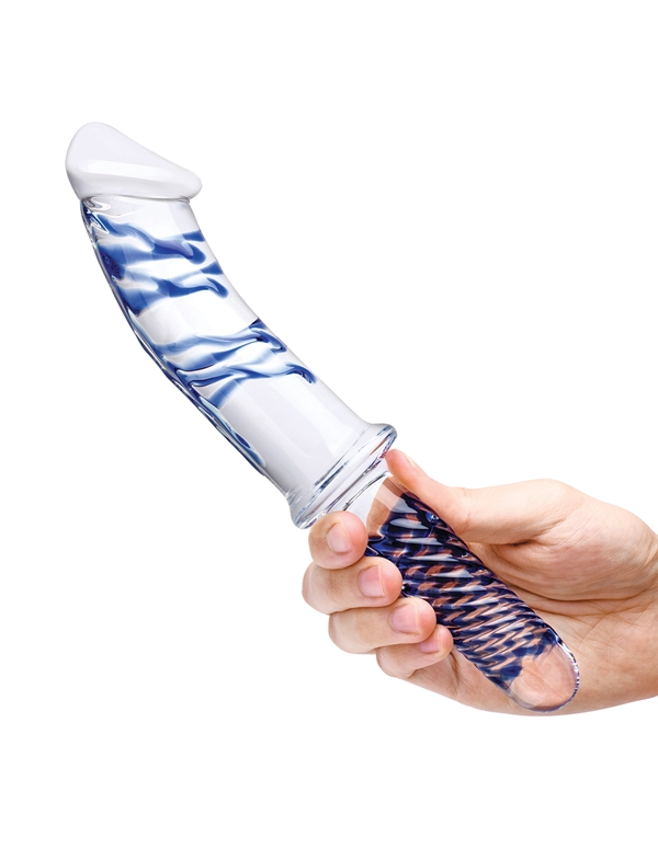Glas 11 In Realistic Double Ended Glass Dildo W/ Handle ALT1 view Color: CRB