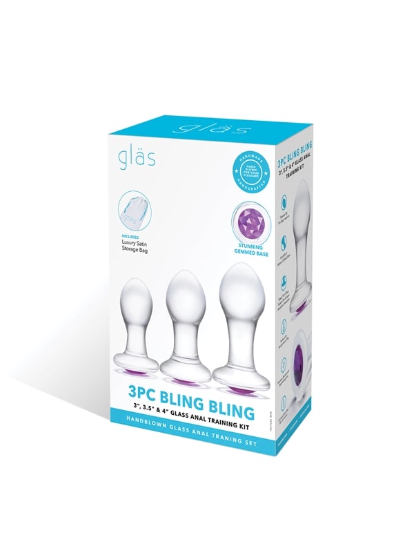 Glas 3Pc Bling Bling Glass Anal Training Kit ALT5 view Color: CL