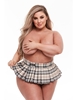 Additional NUDE/BLACK view of product SEXY PLUS SIZE SCHOOLGIRL SKIRT IN NUDE PLAID with color code NBK