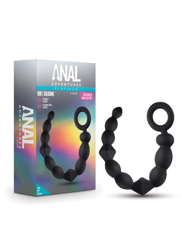 ANAL ADVENTURES PLATINUM SILICONE BEGINNER ANAL BEADS ALT4 view Color: BK