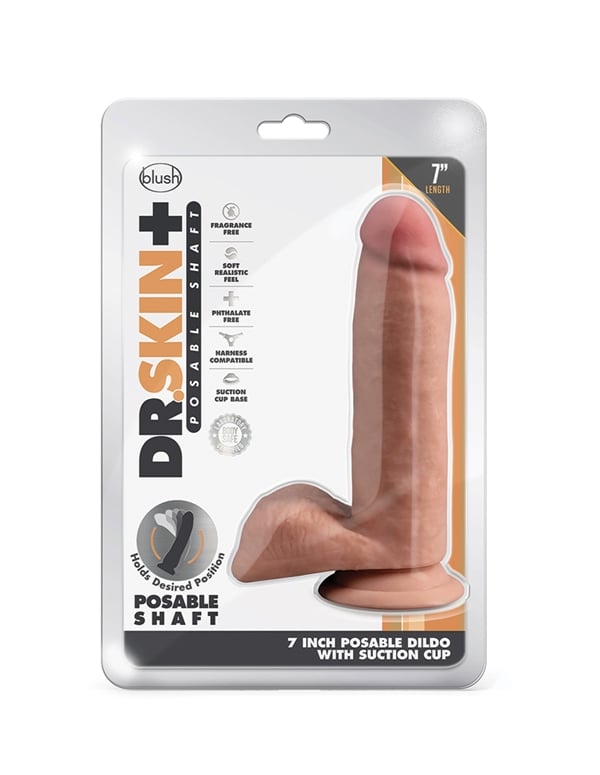 Dr Skin 7 Inch Poseable Dildo With Balls ALT6 view Color: CAR