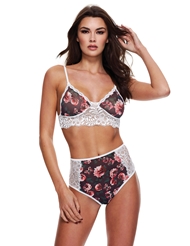 Additional  view of product GREY FLORAL & LACE BRA SET with color code FLO