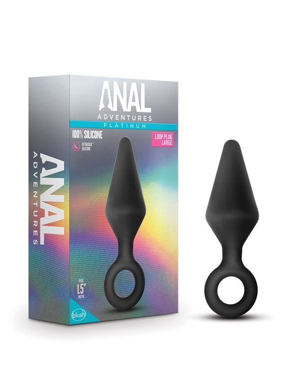 Anal Adventures Platinum Silicone Loop Plug Large ALT4 view Color: BK