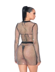 Alternate back view of RICH GIRL RHINESTONE COVER UP SET