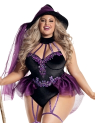 Front view of SUGAR PLUM PLUS SIZE WITCH