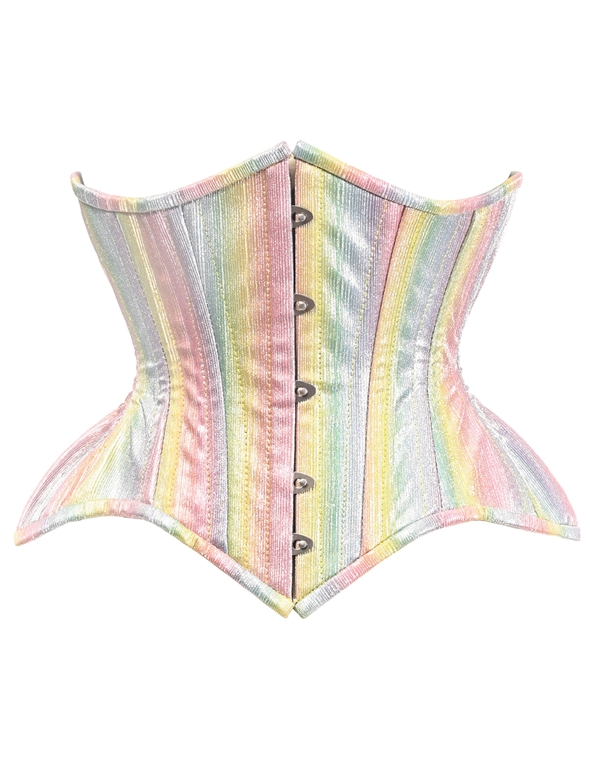 Top Drawer Steel Boned Pastel Rainbow Underbust Corset ALT2 view Color: RW