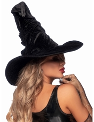 Alternate back view of VELVET RUCHED WITCH HAT