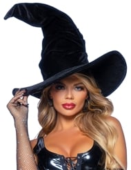 Front view of VELVET RUCHED WITCH HAT