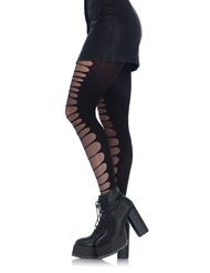 Additional  view of product DOUBLE LAYER SHREDDED SPANDEX AND FISHNET TIGHTS with color code BK-ALT2