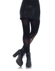 Alternate back view of DOUBLE LAYER SHREDDED SPANDEX AND FISHNET TIGHTS