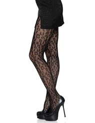 Additional  view of product LEOPARD NET TIGHTS with color code BK-ALT2