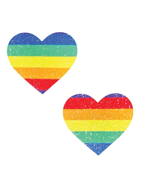 Nipztix Rainbow Glitter Heart Pasties default view Color: RW