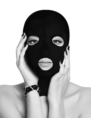 BLACK & WHITE SUBVERSION MASK - OPEN MOUTH AND EYES - OU689BLK-03215