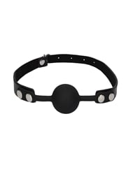 Front view of BLACK & WHITE SILICONE BALL GAG