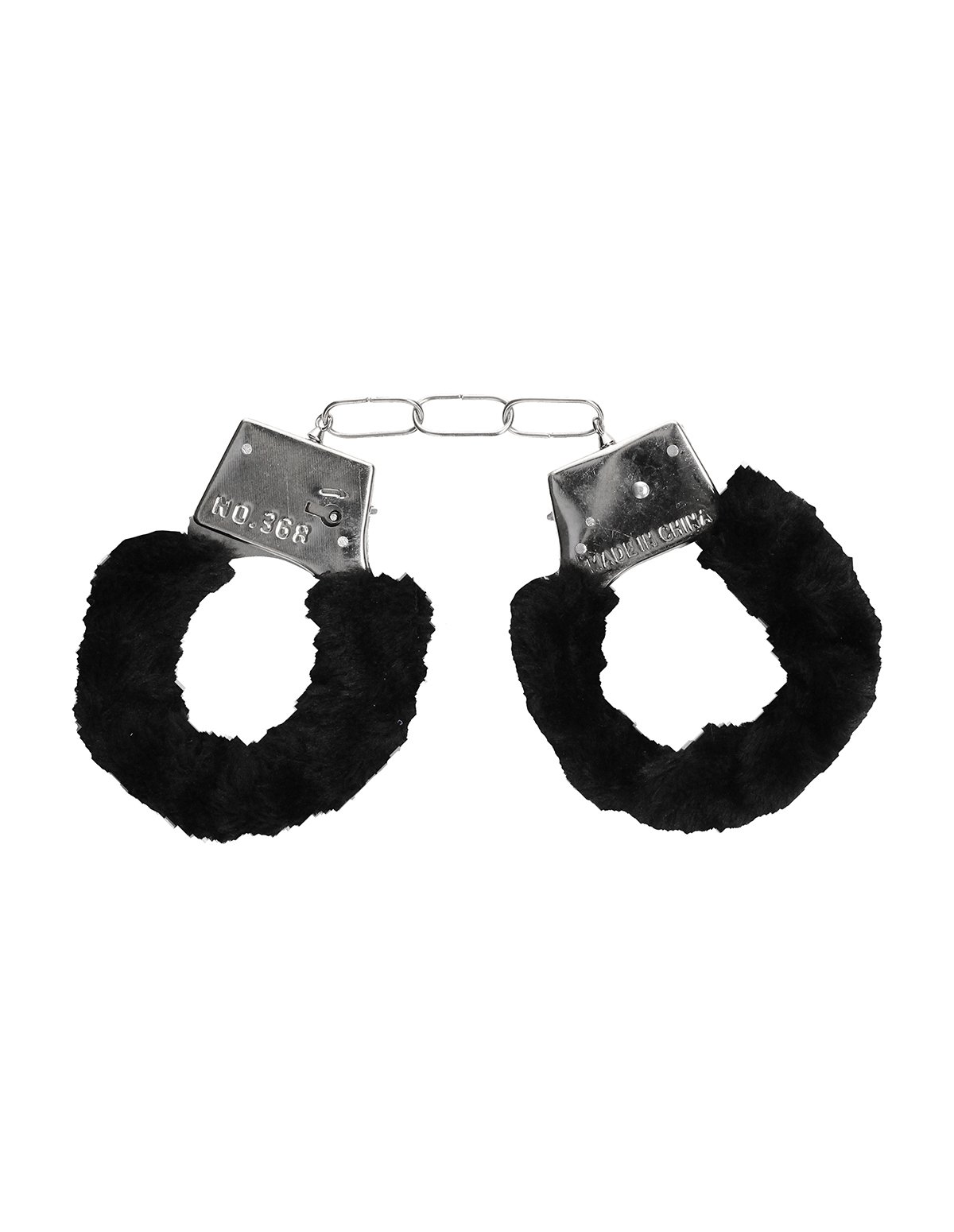 alternate image for Black & White Furry Hand Cuffs With Quick Release