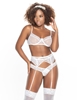 Additional WHITE view of product LOVESCAPE 3PC BRA AND GARTER SET with color code WH