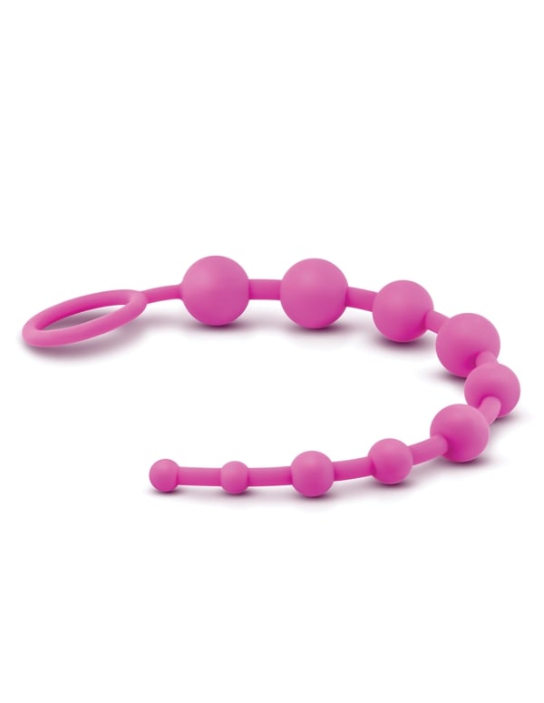 Luxe Silicone 10 Anal Beads ALT2 view Color: PK