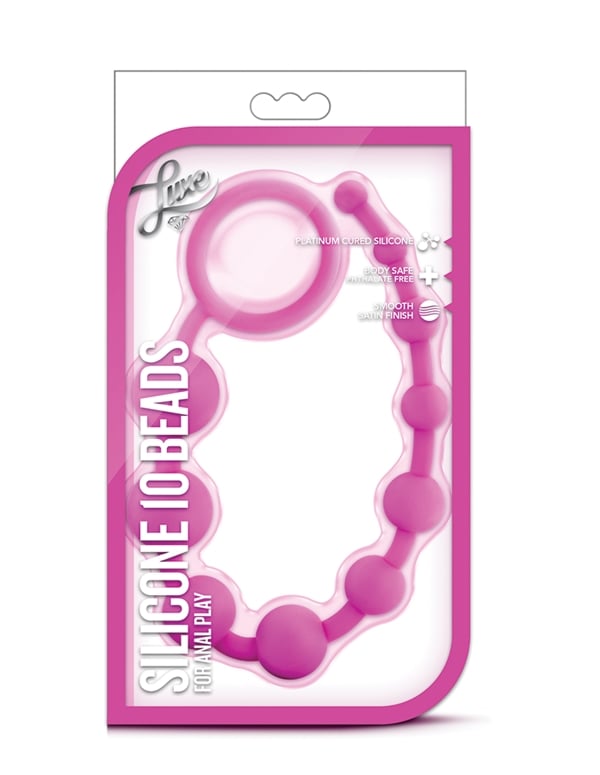 Luxe Silicone 10 Anal Beads ALT5 view Color: PK