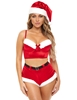 Additional RED/WHITE view of product MRS CLAUS 2PC BRA SET WITH HAT with color code RWH
