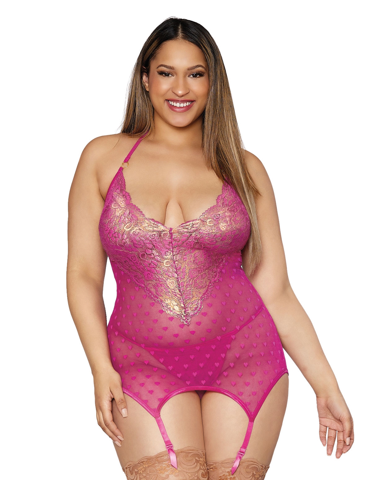 Candy Heart Mesh Plus Size Chemise 12680x 04019 Lovers Lane