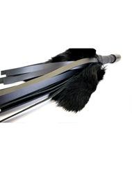 Alternate back view of 12 RABBIT FUR AND LEATHER FLOGGER