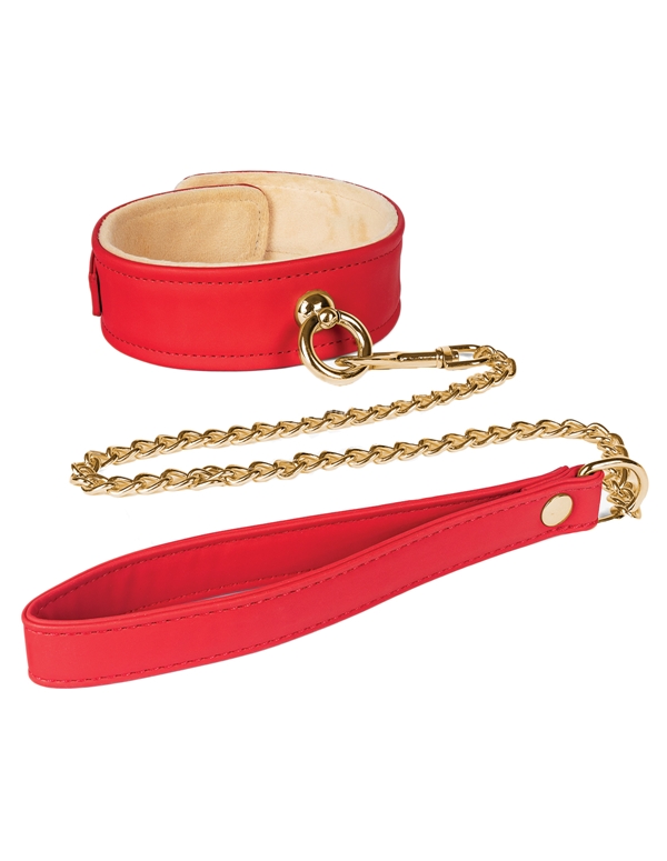 Vegan Collar And Chain Leash SPU503RD03086 Lover's Lane