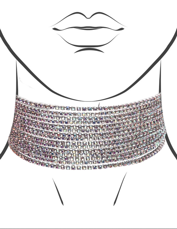 15 Row Rhinestone Choker 16413ABS05839 Lover's Lane