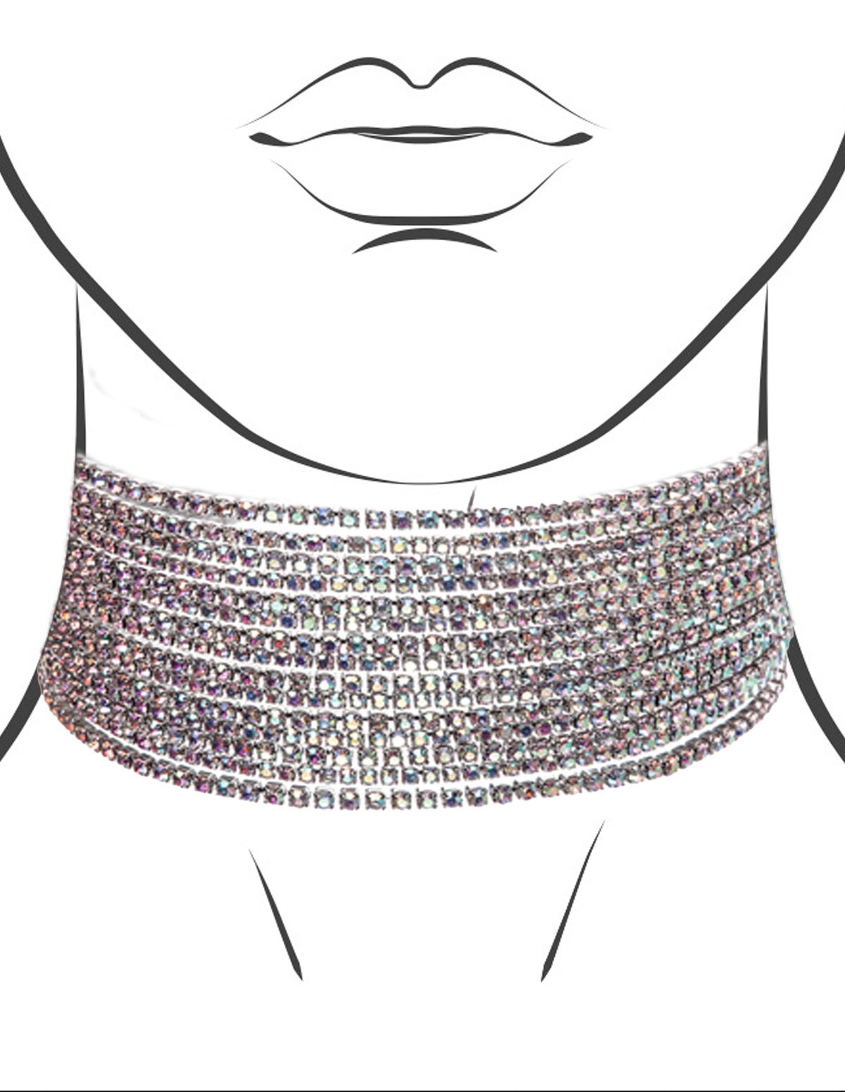 15 Row Rhinestone Choker 16413ABS05839 Lover's Lane