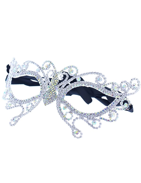 Rhinestone Butterfly Crystal Mask ALT1 view Color: SL