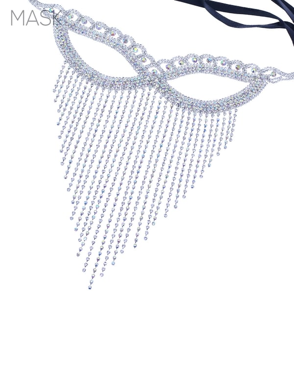 Cat Eye Fringe Rhinestone Mask ALT1 view Color: IRS