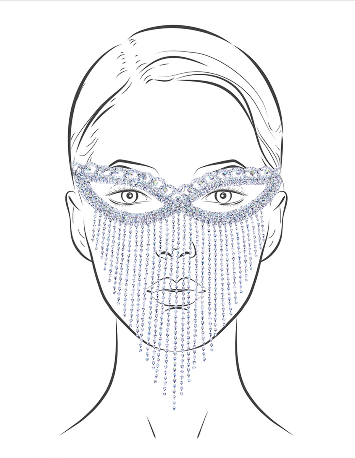 alternate image for Cat Eye Fringe Rhinestone Mask