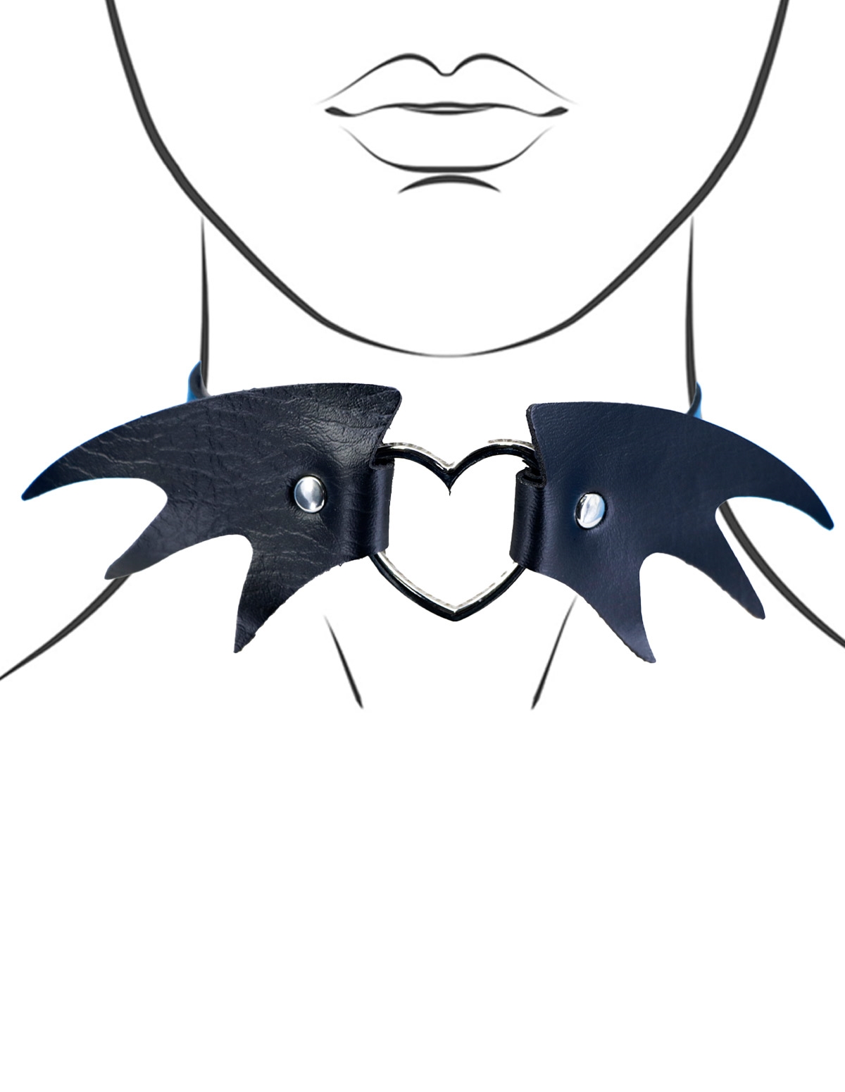 alternate image for Bat Wing And Heart Hardware Choker