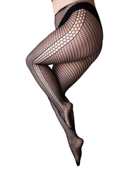 Additional  view of product FISHNET SIDE STRIPE TIGHTS with color code BK