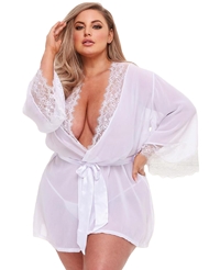 Front view of SHEER CHIFFON AND LACE ROBE