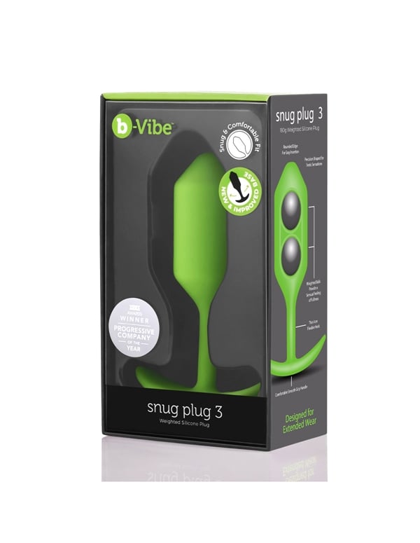 B-Vibe Snug Plug 3 Weighted Silicone Butt Plug ALT1 view Color: LI