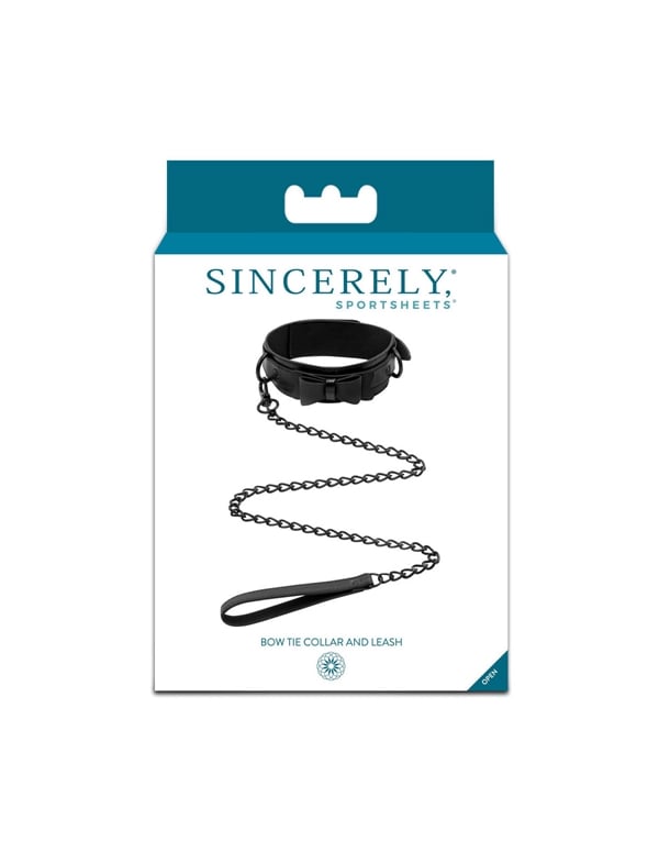 Sincerely Bow Tie Collar And Leash ALT1 view Color: BK