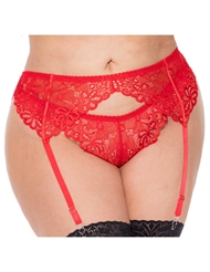 Front view of ASTER LACE ROMANCE PLUS SIZE GARTERBELT