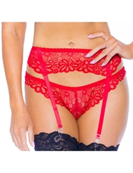 Additional  view of product ASTER LACE CLASSIC GARTERBELT with color code RD