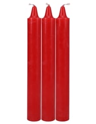 Front view of JAPANESE DRIP RED CANDLES 3 PACK - HOT WAX PLAY