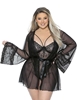 Additional BLACK view of product ASTER LACE CUFF AND MESH ROBE with color code BK