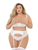 Additional WHITE view of product ASTER LACE AND SATIN GARTERBELT with color code WH