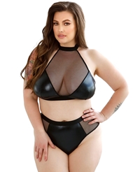 Additional  view of product REBEL WETLOOK BRA TOP AND PANTY with color code BK
