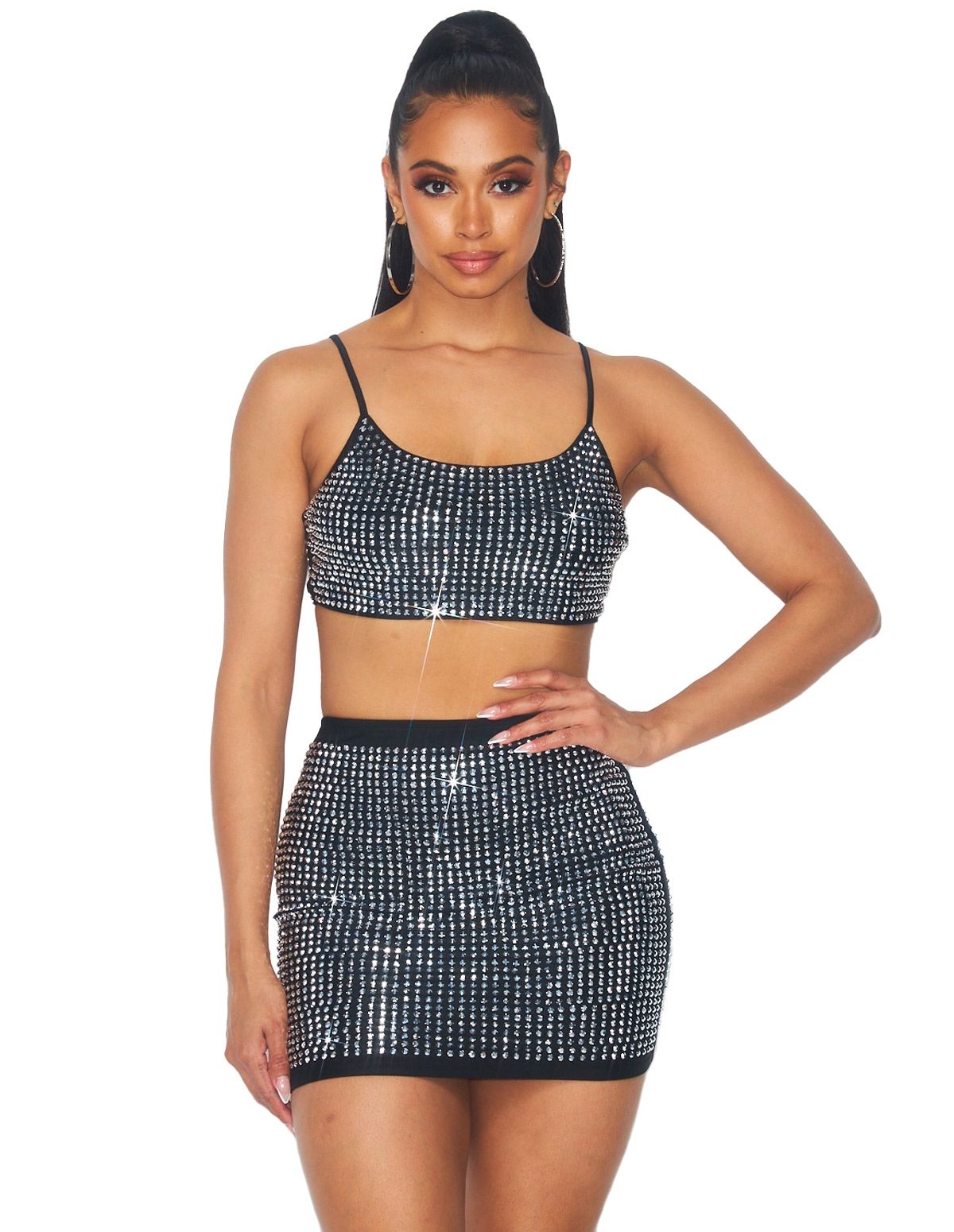 alternate image for Rhinestone Cami Top And Skirt
