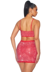 Alternate back view of RHINESTONE CAMI TOP AND SKIRT