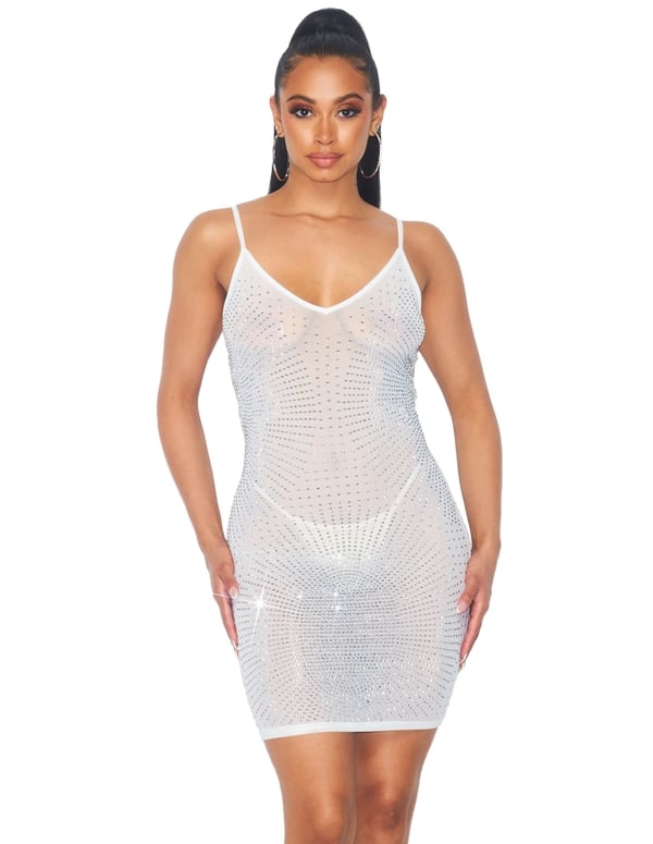 Bring the Wow White Sequin Bustier Bodycon Mini Dress