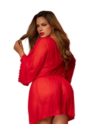 Alternate back view of RED AS A ROSE PLUS SIZE ROBE