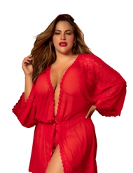 Front view of RED AS A ROSE PLUS SIZE ROBE