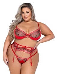 Additional  view of product PEPPERMINT DREAM 3PC PLUS SIZE BRA SET with color code BKR